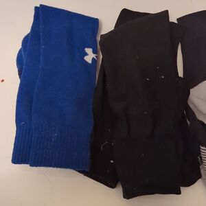 Under Armour Adidas Soccer Blue and Black Socks 3 Pairs